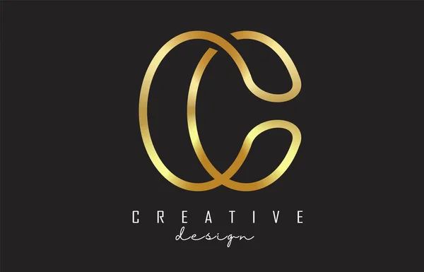 Logotipo Bold Golden Monogram Letter Com Design Simples Placa Dourada — Vetor de Stock