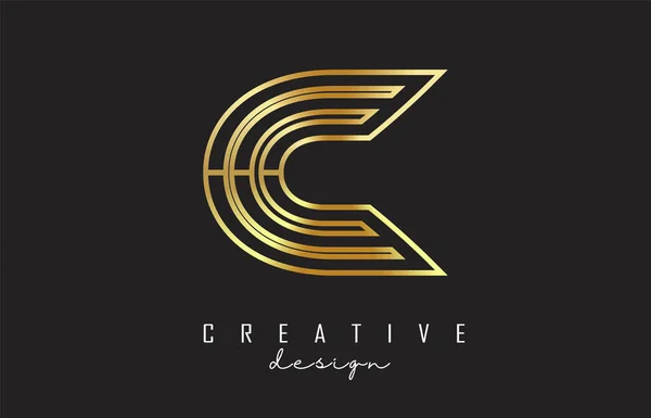 Golden Outline Monogram Letter Logo Com Cortes Criativos Design Dourado — Vetor de Stock