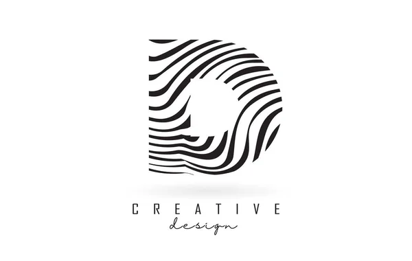 Zwart Wit Zebra Letter Logo Design Creatieve Vector Illustratie Met — Stockvector