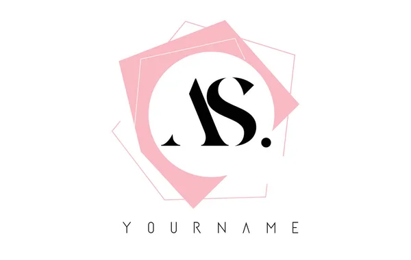 Cartas Geométricas Con Diseño Logotipo Color Rosa Pastel Con Círculos — Vector de stock