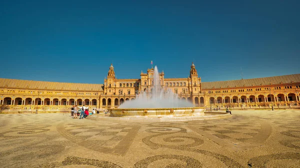 Sevilla España Febrero 2020 Plaza España Plaza España Con Fuente — Foto de Stock