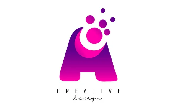 Dots Letter Logo Com Purple Pink Bubbles Vector Illustration Ilustração — Vetor de Stock