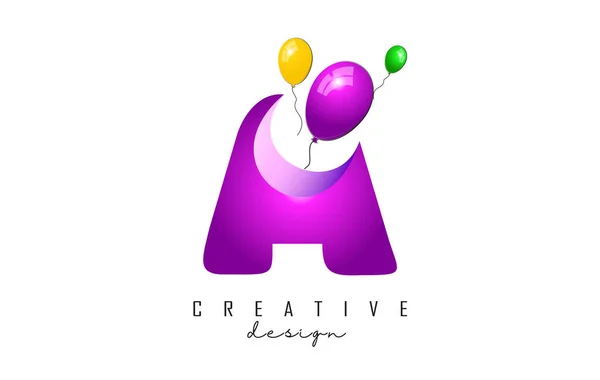 Logo Lettre Avec Des Ballons Colorés Volants Illustration Vectorielle Effet — Image vectorielle