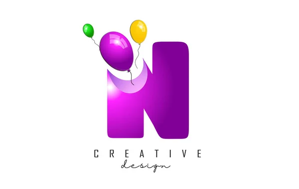 Logo Litera Latające Kolorowe Balony Efekt Ilustracji Wektor — Wektor stockowy