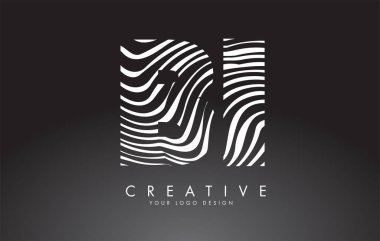 Parmak izi, siyah beyaz ahşap ya da Zebra desenli Kara Arkaplan Harfleri Logosu Tasarımı. Siyah ve beyaz çizgileri olan yaratıcı BI B I vektör çizimi.