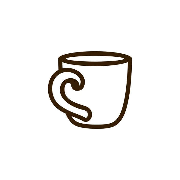 喝杯咖啡茶有白色的线图标黑色 — 图库矢量图片