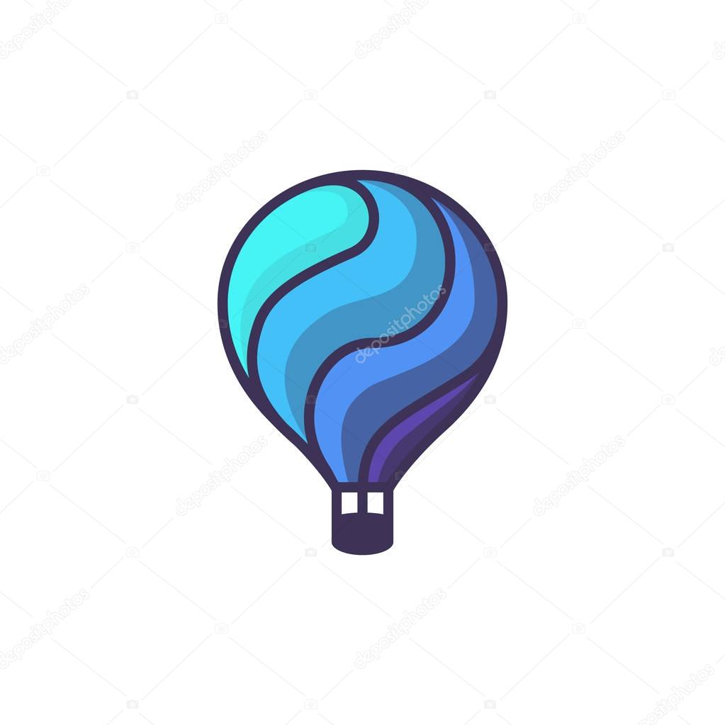 Hot air baloon logo. Cartoon illustration of hot air baloon vector icon for web design or logo template