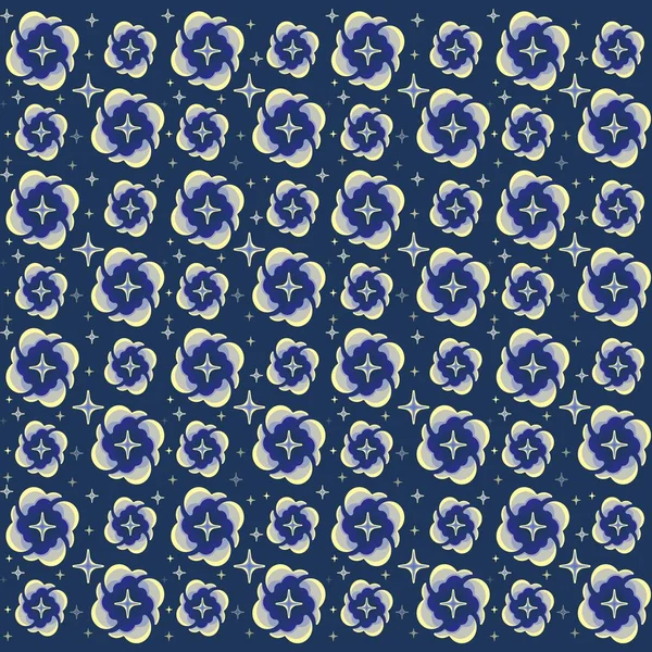 Seamless pattern with stars and clouds