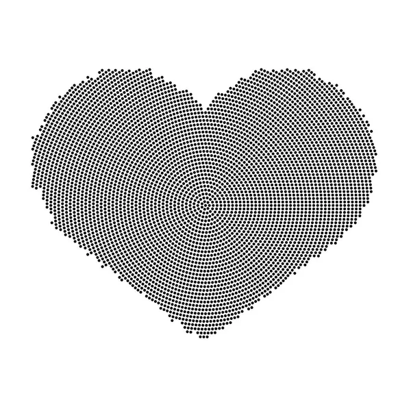 Symbole de coeur avec un motif de points. Icône vectorielle isolée sur fond blanc — Image vectorielle