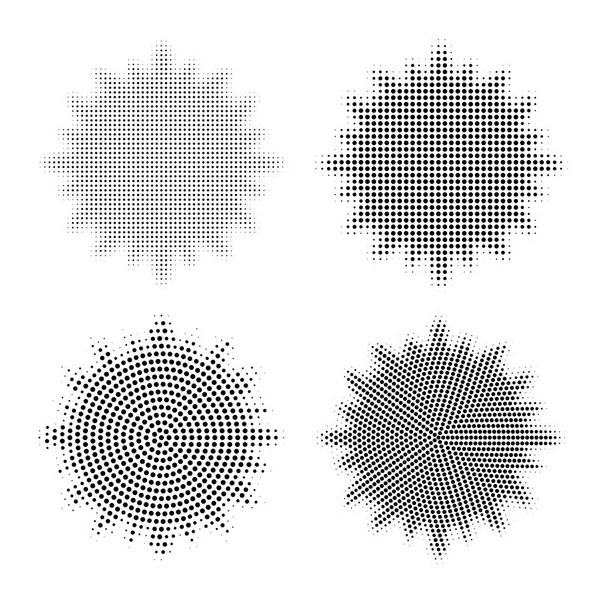 Conjunto de elementos abstratos de design de meio tom. Forma de estrela abstrata. Ilustração vetorial — Vetor de Stock