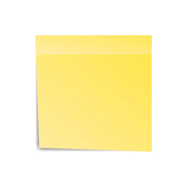Gele sticker papier opmerking voor kennisgeving. Kleverige pagina. Lege met schaduw geïsoleerd op een witte achtergrond. Vectorillustratie — Stockvector