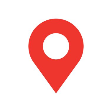 Harita PIN düz tasarım stili modern simgesi. Basit kırmızı işaretçi en az vektör simgesi. Marker işareti.