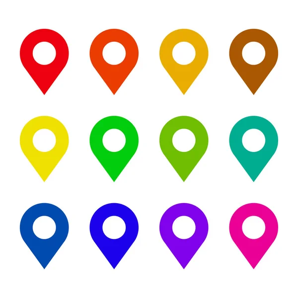 Mapa pin plano icono conjunto — Vector de stock