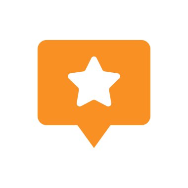 Sık kullandığınız yerlerin konumu PIN sembolü. Beyaz arka plan üzerinde izole yıldız ile turuncu simge.