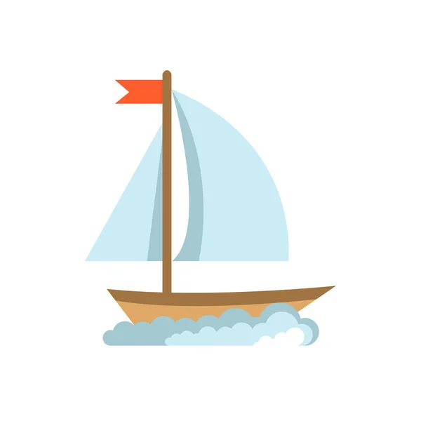 Sailing yacht flat icon. Boat isolated on white background — Stock Vector