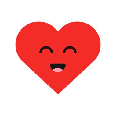 Sevimli çizgi modern düz stil ifade mutlu kalbinde. Vektör çizim.