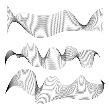 Beyaz arka plan üzerinde izole soyut düzgünleştirilmiş çizgileri kümesi
