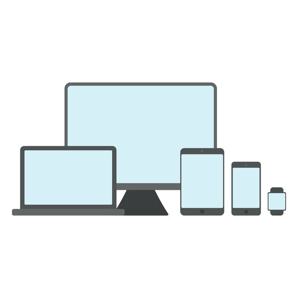 Шаблон макета устройства. Комплект современных устройств изолирован на белом фоне. Плоская векторная иллюстрация
.