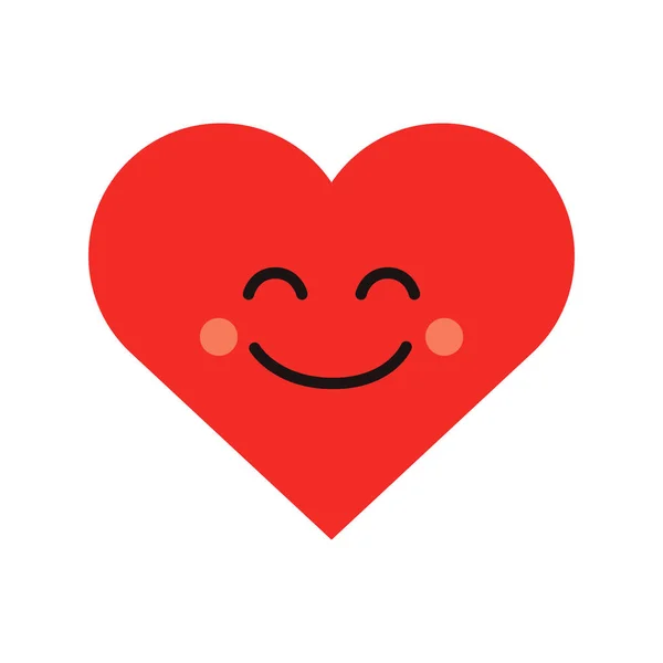 Émoji de coeur mignon. icône du visage souriant — Image vectorielle