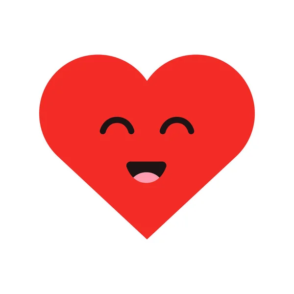 Lindo emoticono de dibujos animados corazón feliz en estilo plano moderno. Ilustración vectorial . — Vector de stock