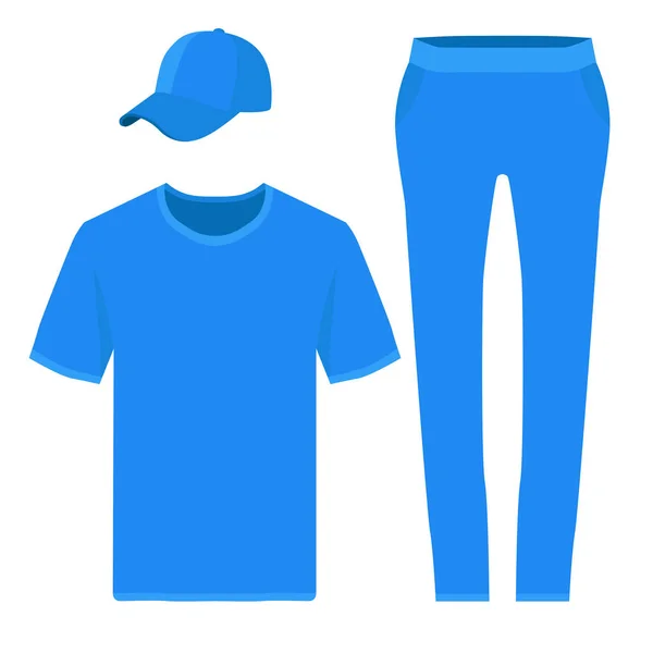 Camiseta, pantalones y plantillas de diseño de gorras de béisbol. Ilustración vectorial . — Vector de stock