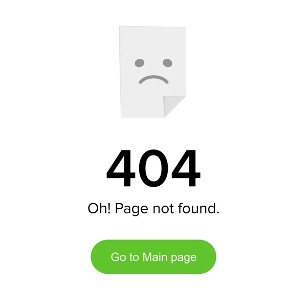 Страница не найдена Ошибка 404 компоновки. Шаблон с бумажной доской и грустной улыбкой смешной макет для веб-страницы — стоковый вектор