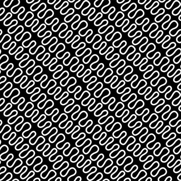 Motif linéaire sans couture avec de fines lignes blanches courbes élégantes sur fond noir. Texture abstraite. Contexte géométrique . — Image vectorielle