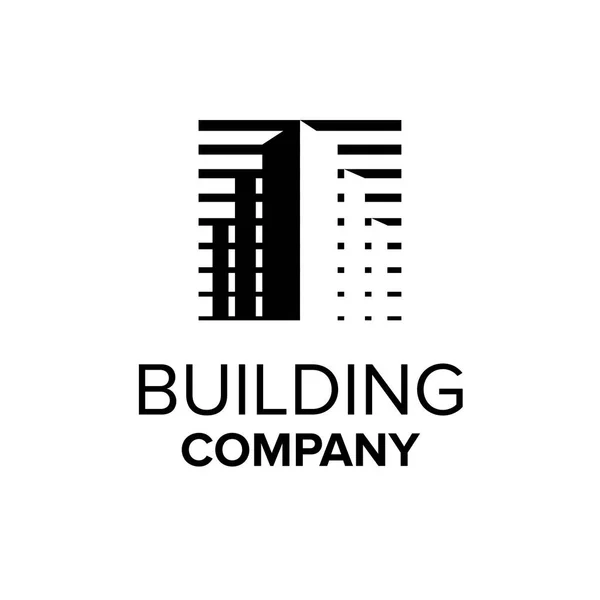Logo de l'entreprise de construction. Le symbole de propriété. Illustration abstraite du bâtiment. Modèle de logo immobilier noir — Image vectorielle