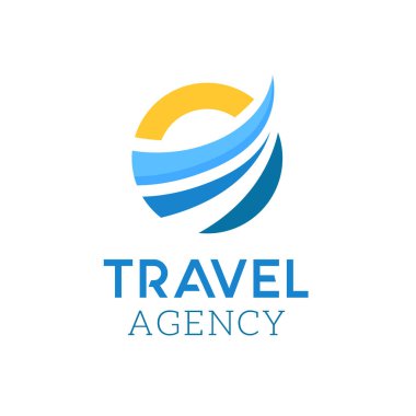 Soyut web simgesi. Güneş ve dalga vektör logosu. Daire seyahat acentası sembolü