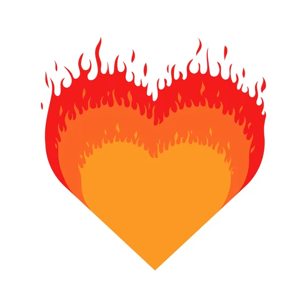 Corazón ardiente. Corazón con el fuego icono aislado sobre fondo blanco — Archivo Imágenes Vectoriales