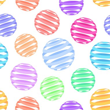 Vektör geometrik seamless modeli. Soyut renkli daireler figürü ile çizgiler içinde yinelenen.