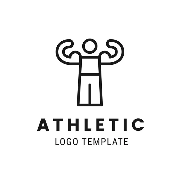 Athletic man lgoo template. People healthy life logo template vector icon. Illustration of strong man in outline logo design style — Stock Vector