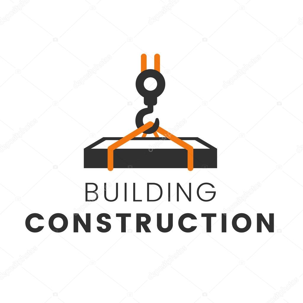 Building construction with crane logo template vector illustration. Reconstruction web page.