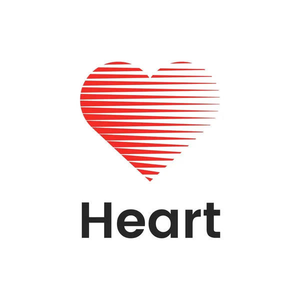 Plantilla de diseño de logotipo plano vector corazón con líneas — Vector de stock