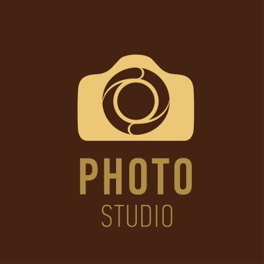 Fotoğrafçı ya da fotoğraf stüdyosu için vektör logo. Fotoğraf stüdyosu için vektör logo tasarım. Fotoğraf veya video kamera simgesi