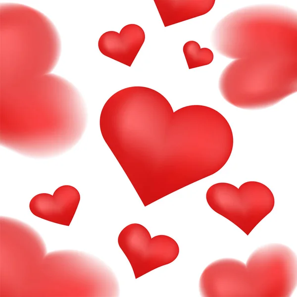 Realista 3D colorido rojo valentín corazones fondo. Feliz día de San Valentín saludos bandera o tarjeta. Ilustración vectorial — Archivo Imágenes Vectoriales