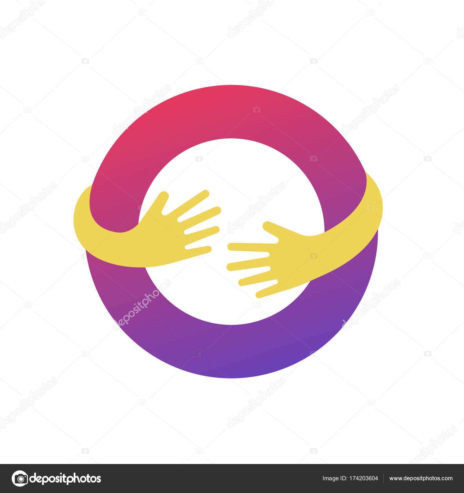 Eller logo şablonu ile daire. İş logo simge tasarım şablonu eller