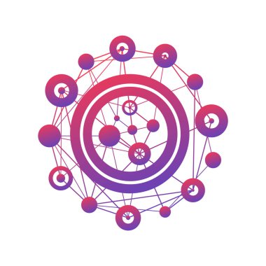 Tel kafes çizgileri ve daireler. Vektör illüstrasyon küre hatları ile. Soyut vektör çizim