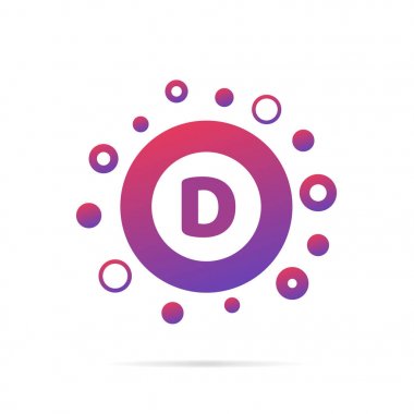 D harfi daire soyut logo tasarımı. Beyaz arka plan üzerinde izole yaratıcı sembolü tasarım vektör çizim