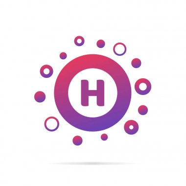 H harfi daire soyut logo simge grup ile. Beyaz arka plan üzerinde izole yaratıcı sembolü tasarım vektör çizim
