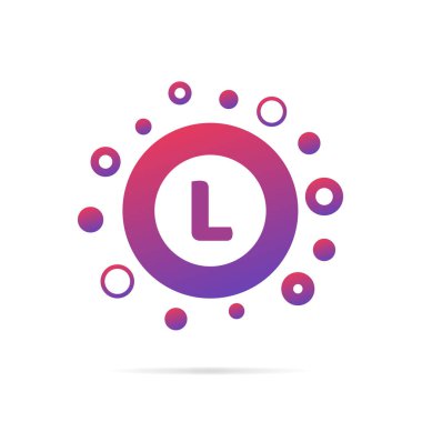 Grup nokta vektör ikon L harfi. İşaret tasarım şablonu. Logo tasarım vektör illüstrasyon izole beyaz arka plan üzerinde