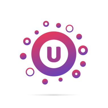 U harfi ile dots. Logo tasarım vektör illüstrasyon izole beyaz arka plan üzerinde