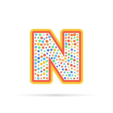 Nokta ve harfi N Logo daireler ve noktalar ile logo tasarlamak. Beyaz arka plan üzerinde izole yaratıcı sembolü tasarım vektör çizim