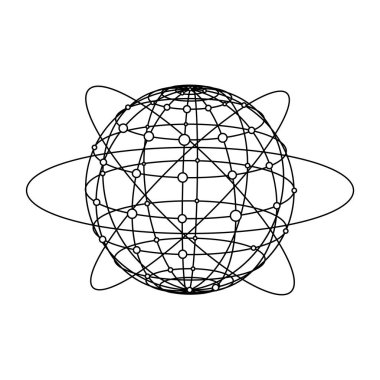 Genel ağ bağlantısı. Nokta ve çizgi kompozisyon kavramı küresel iş gezegen. Vektör çizim