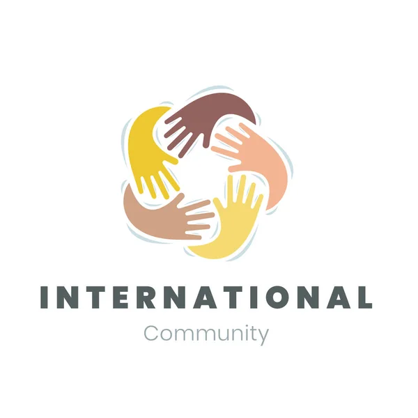 Wspólnotowe Logo międzynarodowej komunikacji przyjaźni jedność i różnorodność koncepcji szablonu godło ilustracja wektorowa — Wektor stockowy