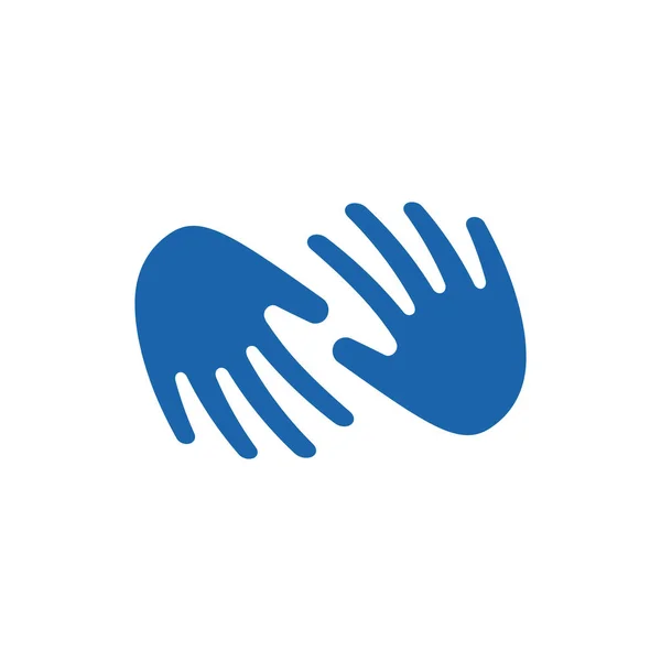 Ręce ikona kreatywnych Logo Szablon człowieka otwarte dłonie niebieski sylwetka wektor ilustracja — Wektor stockowy