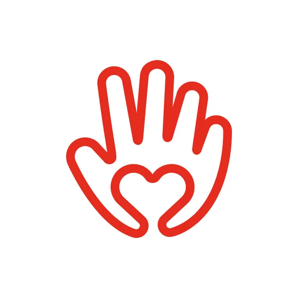 Hati di Tangan Ikon Garis Cinta dan Perawatan Konsep Kreatif Logo Vektor Ilustrasi - Stok Vektor