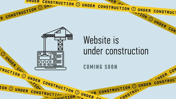 Site em construção em banner flat. Processo de construção de página web. Ilustração vetorial moderna . — Vetor de Stock