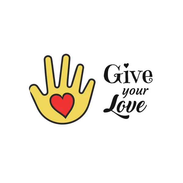 El ile kalp şekli simgesi. Senin aşk yazı ver. Yardım ve bağış kavramı. — Stok Vektör
