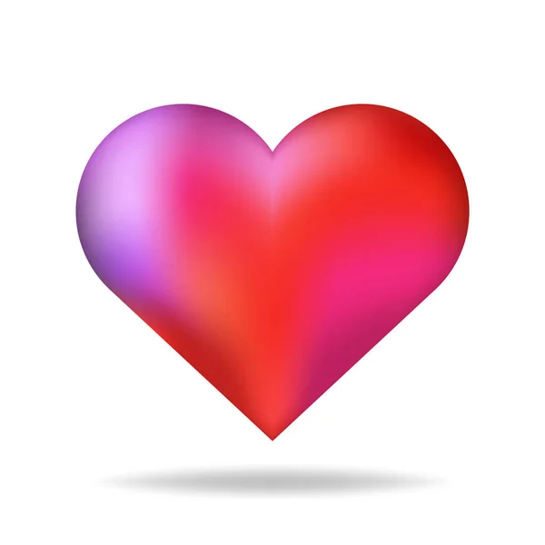 Brillante 3d vector de forma de corazón rojo aislado con sombra. Día de San Valentín elemento de fondo romántico . — Vector de stock
